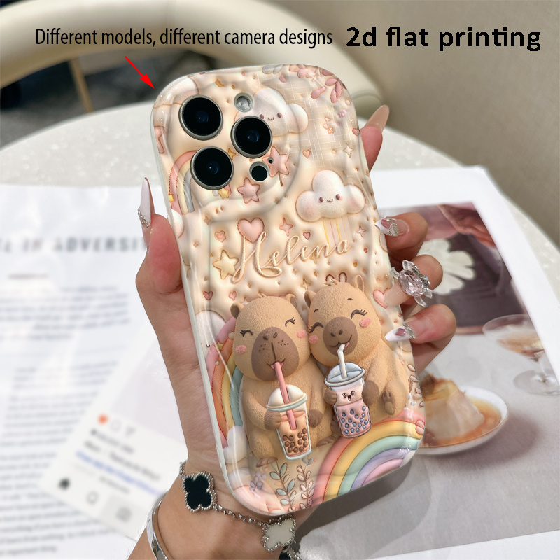 TEMU Phone Case: 2d Flat Printing Capybara Suitable For Iphone 17 Air/16/14/13/12/11/15 Pro Series Phone Cases,suitable For Everyone, Thickened
