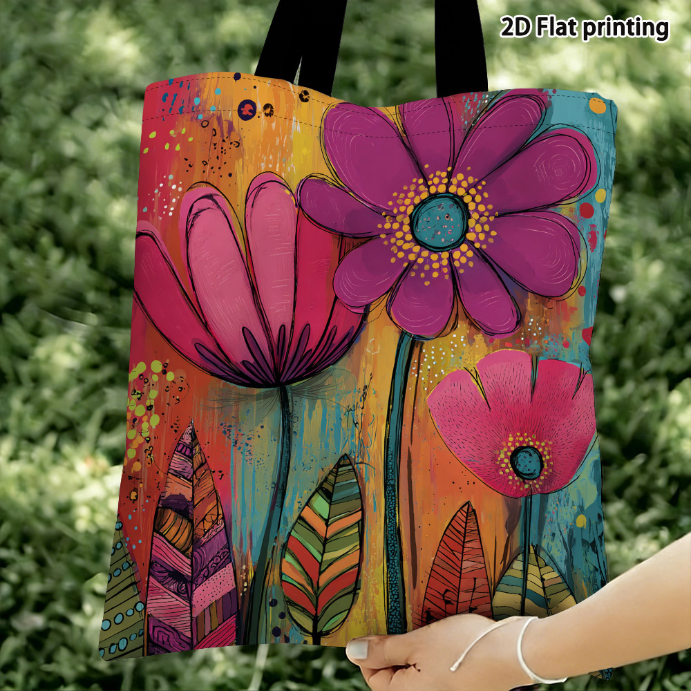 TEMU Borsa tote 2D piatta monopezzo con vivace design . Queste borse per realizzate in materiale resistente. Offrono , rendendole ideali per viaggi,