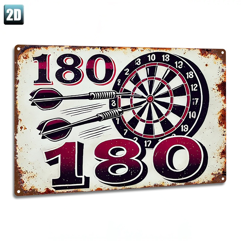 TEMU 2d Flat, 1pc Metal Sign,2d Flat,"vintage 180 Dartboard ".decorative Painting Doorplate Yard Door Office Wall 8x12inches(20x30cm), 2d Flat