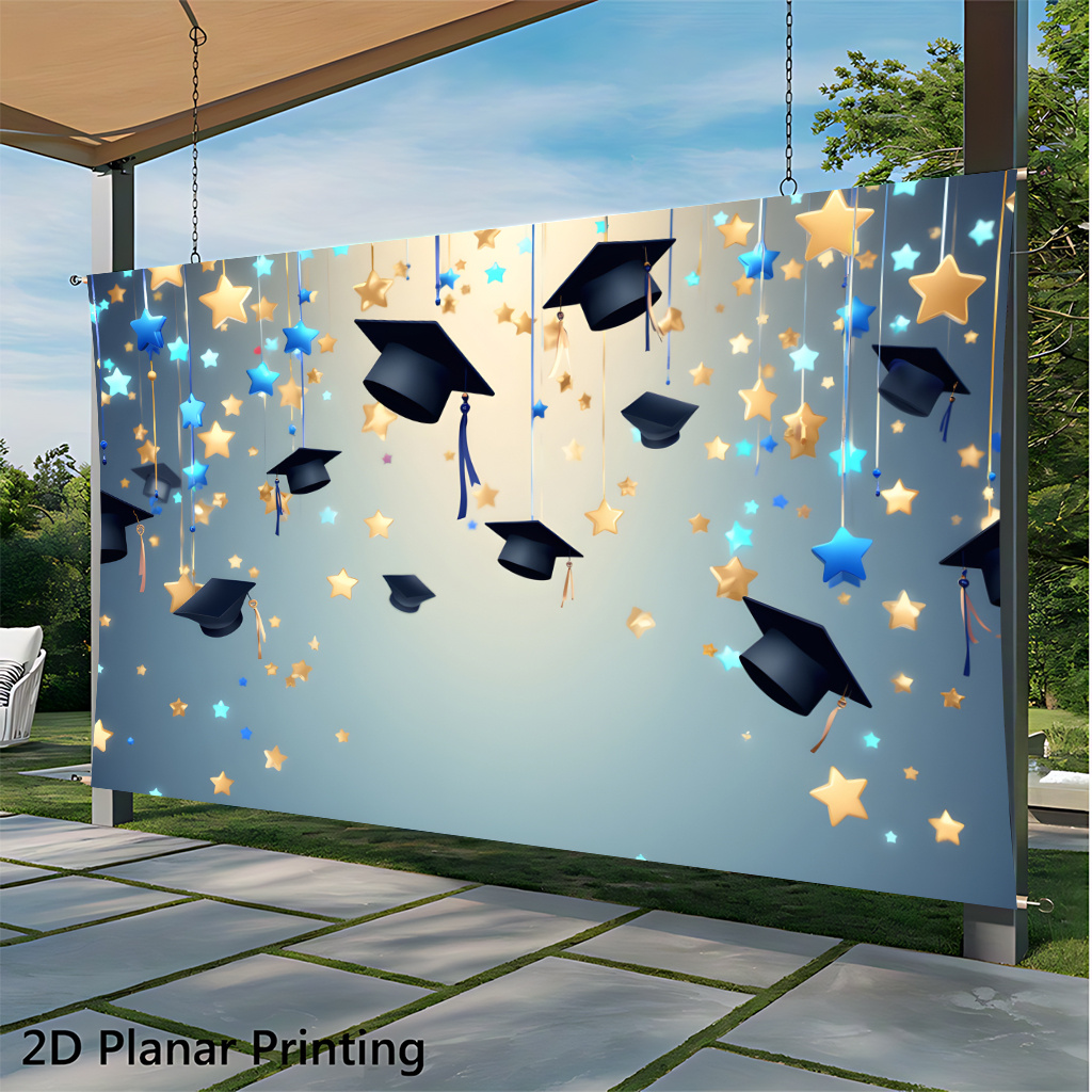 2d flat 2d flat banner 1pc graduation caps and stars wall decoration banners suitable for living rooms party venues young   rooms yard decorations   used   backgrounds   no electricity and are easy to set up