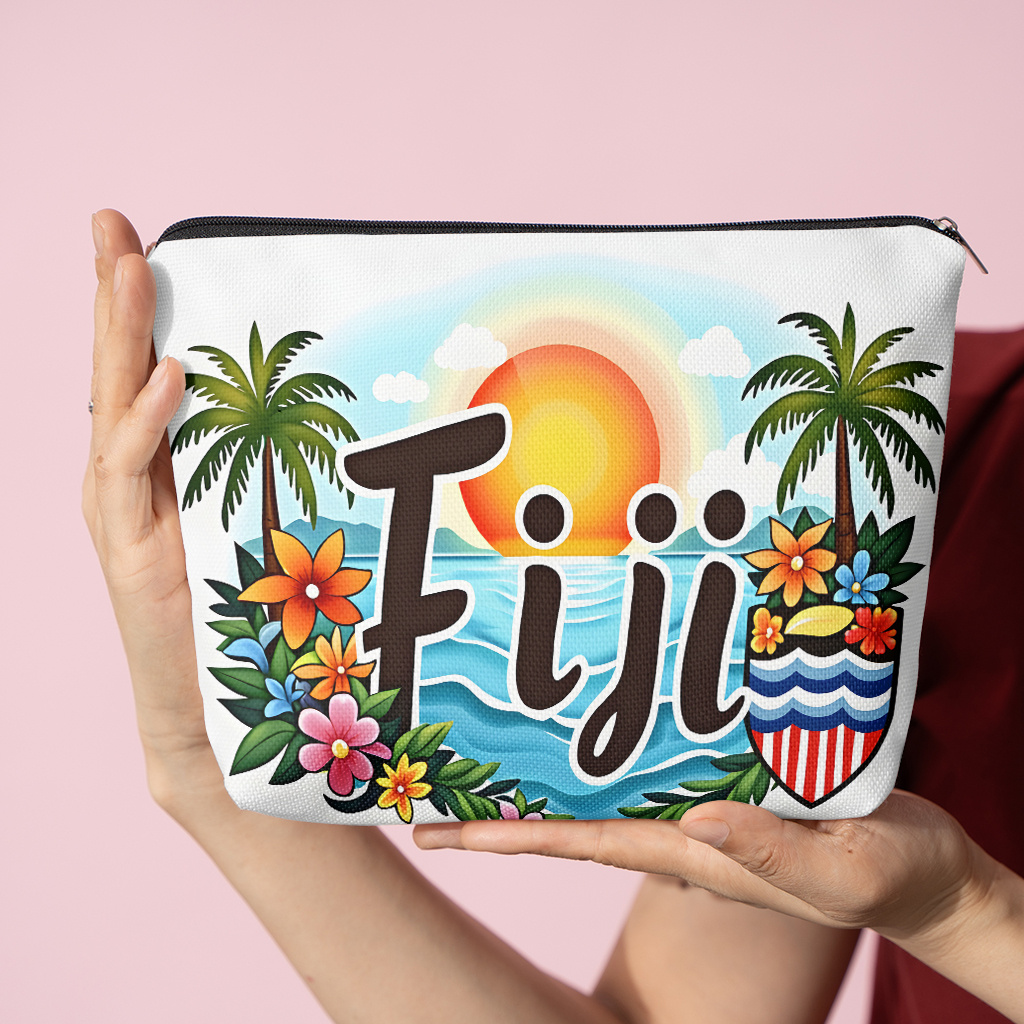 TEMU 1pc, Beach Sunset Scenery, Cosmetic Pouch, Unisex Travel Organizer Bag, Lightweight Foldable Travel Bag, Handbag - Toiletry Bag - Pencil Case -