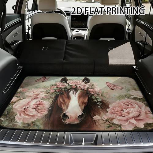 item picture 2d flat printing 1pc car mat and floral universal trunk liner for suv sedan or crossover ideal for business travel and maintaining vehicle interior vehicle cargo mat