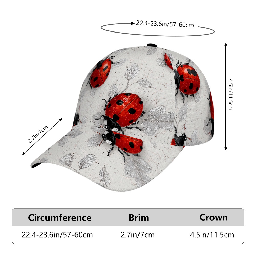 TEMU (1 pièce) Casquette de baseball 1 pièce coccinelles et feuilles, unisexe, confort -soleil, légère, respirante, réglable, parfaite accessoire