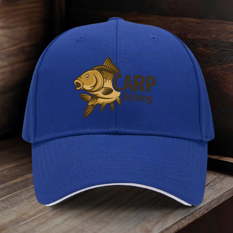 TEMU 1pc, Adjustable Sandwich Cap With Koi Fishing Design, Lightweight Printed Craft Women's Hat, Trendy Men's Cap For Koi Fishing Enthusiasts, Ideal