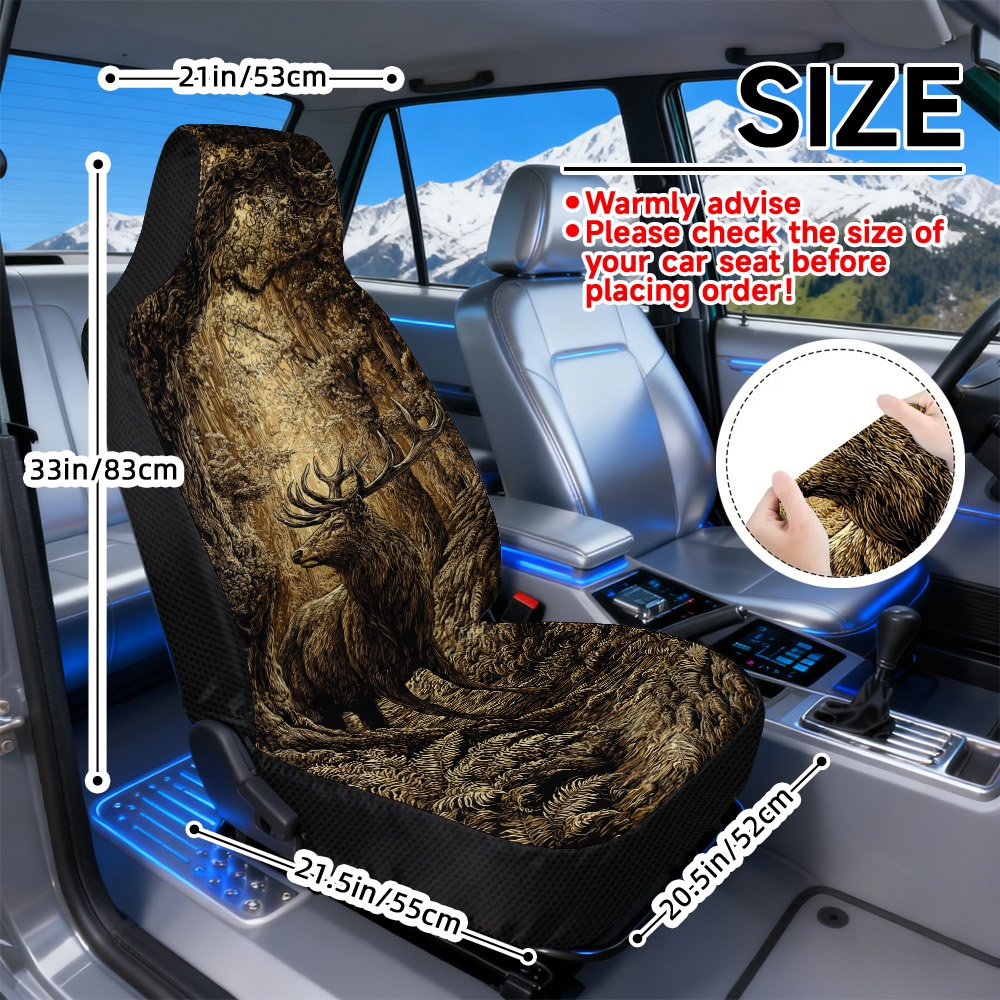 TEMU Fundas de Asiento de Coche Temáticas con Estampado 2D de 2 Majestuosos, Ajuste Universal para Asientos Delanteros, Cómodas, Fácil Instalación,