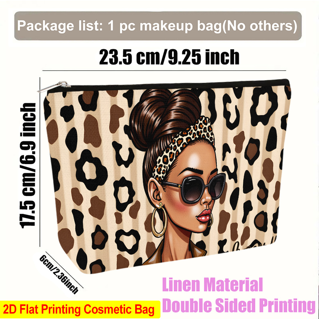 TEMU 1 pieza Neceser de maquillaje con estampado de leopardo, para madres, , mejores y profesoras - Bolsa de multicolor tipo clutch con para estuche