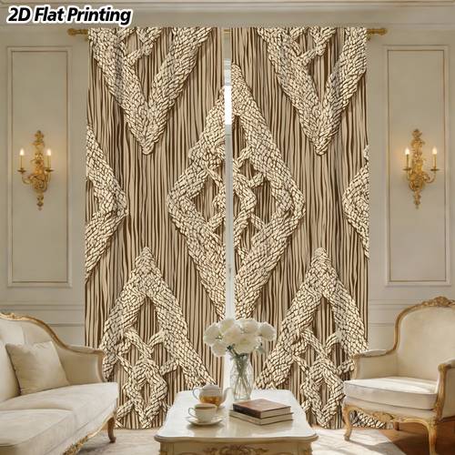2d flat 2d flat set of 2 elegant beige diamond macrame pattern door drapes made from sturdy polyester microfiber vibrant and hues ideal for home decor suitable for bedroom and study windows