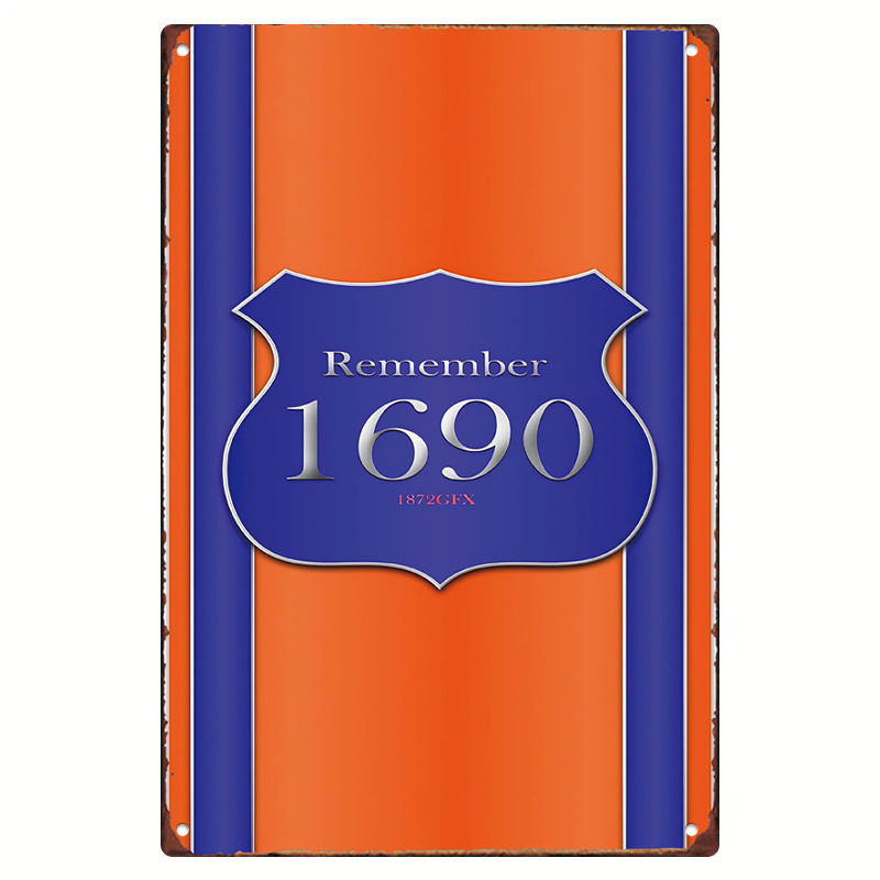 TEMU 1pc Sign With An Orange And , Featuring A Shield-shaped Emblem And The Inscriptions "remember 1690" And "1872gfx". 8x12 Inches, Suitable For