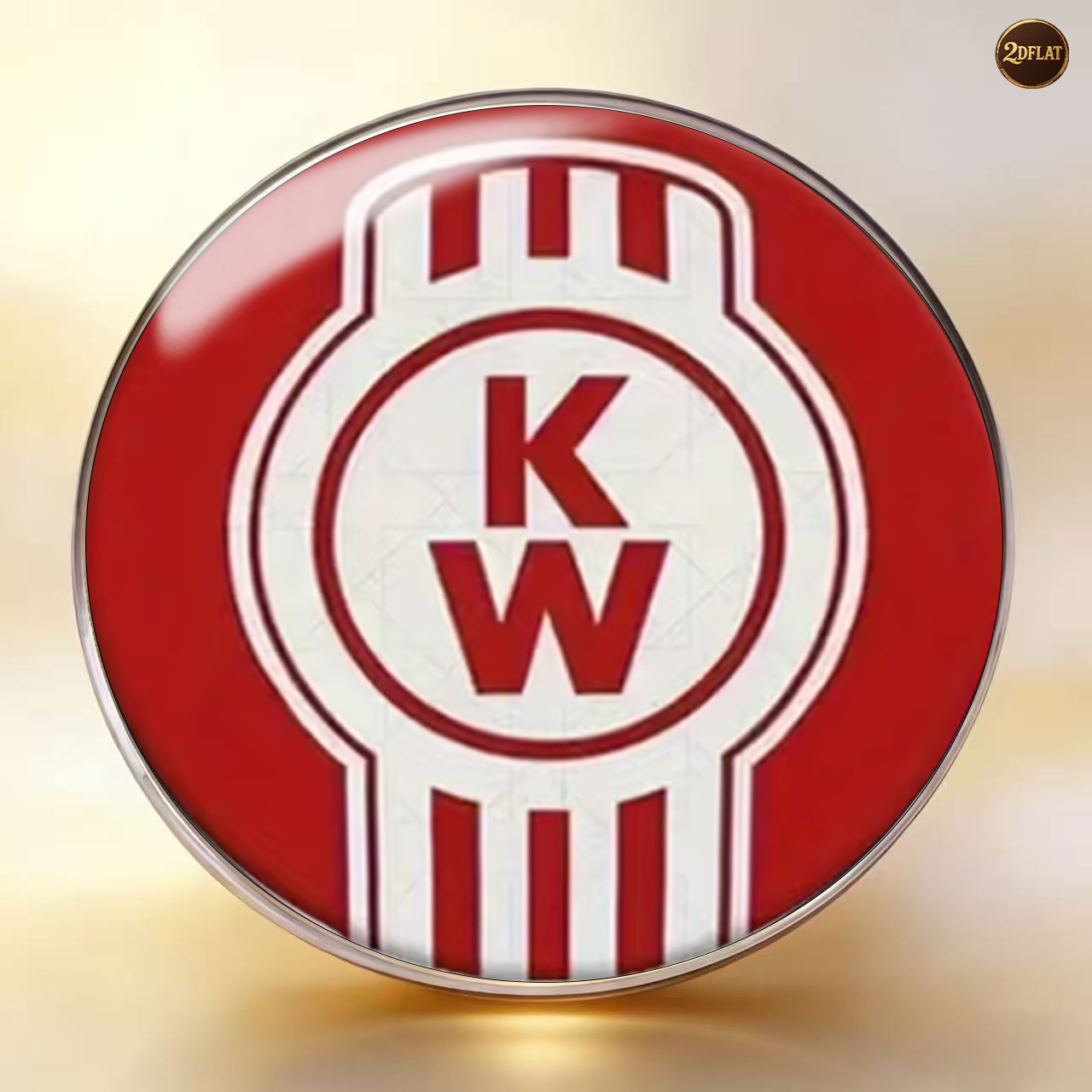 TEMU 2d Flat, 2d Flat Kw Logo Stainless Steel Brooch, Creative Round Badge, Simple And Versatile Clothing Accessory, Unisex Fashion Pin, Metal