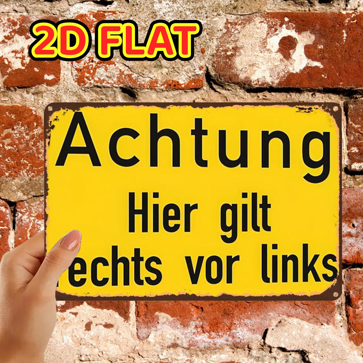 Image of 2d Flat, 1pc, Vintage Nostalgic Style Warning Wooden Decorative Sign With German Text, Pre-drilled Holes, Suitable For Indoor, Garden, Outdoor, Home, Office, And Bathroom Decor, 2d Flat