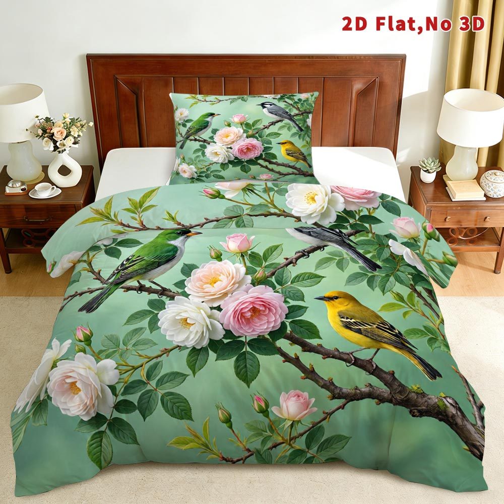 TEMU 2d Flat Floral And 2/3pcs Duvet Cover Set Stylish Bedding Bed Cover Set Breathable And Stylish Printed Bedding 1 Quilt Cover   1/2 Pillowcases