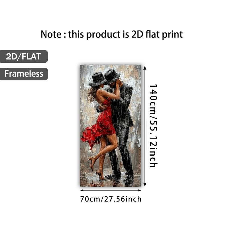 TEMU 2d Flat, 2d Flat, Frameless 2d Flat Canvas Art Featuring A Modern Abstract Of A Couple Dancing , Measuring 27.56 By 55.12 Inches (70 By 140 Cm).