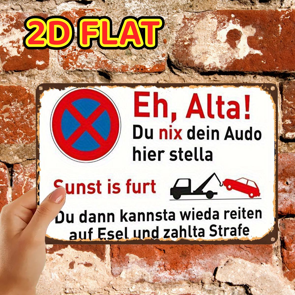 E-shop 2D-Flach, 2D-Flach, ., Retro Vintage Lustiges Deutsches Parkschild Metallschild, Blechschild, Vorgebohrte Löcher, Geeignet für Innenbereich,