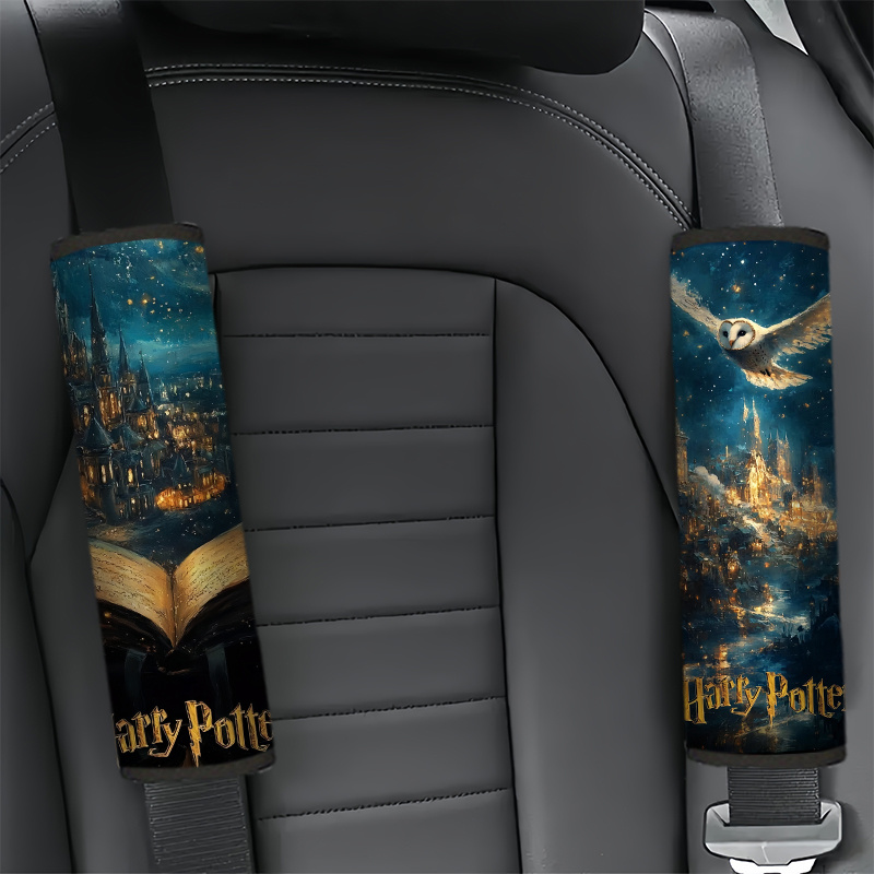 TEMU 2 protectores para cinturón de seguridad de coche de y Hogwarts, estilo Harry Potter, material de calidad, diseño minimalista elegante,