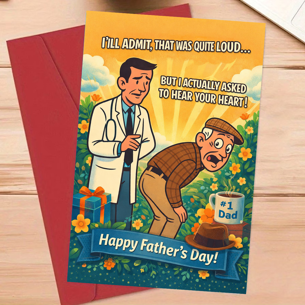 TEMU 1pc Humorous Father's Day Greeting Card, Doctor And For Dad In A Funny Scene "i To Your Heart", Suitable For Dads Or Grandpas, Father's Day,