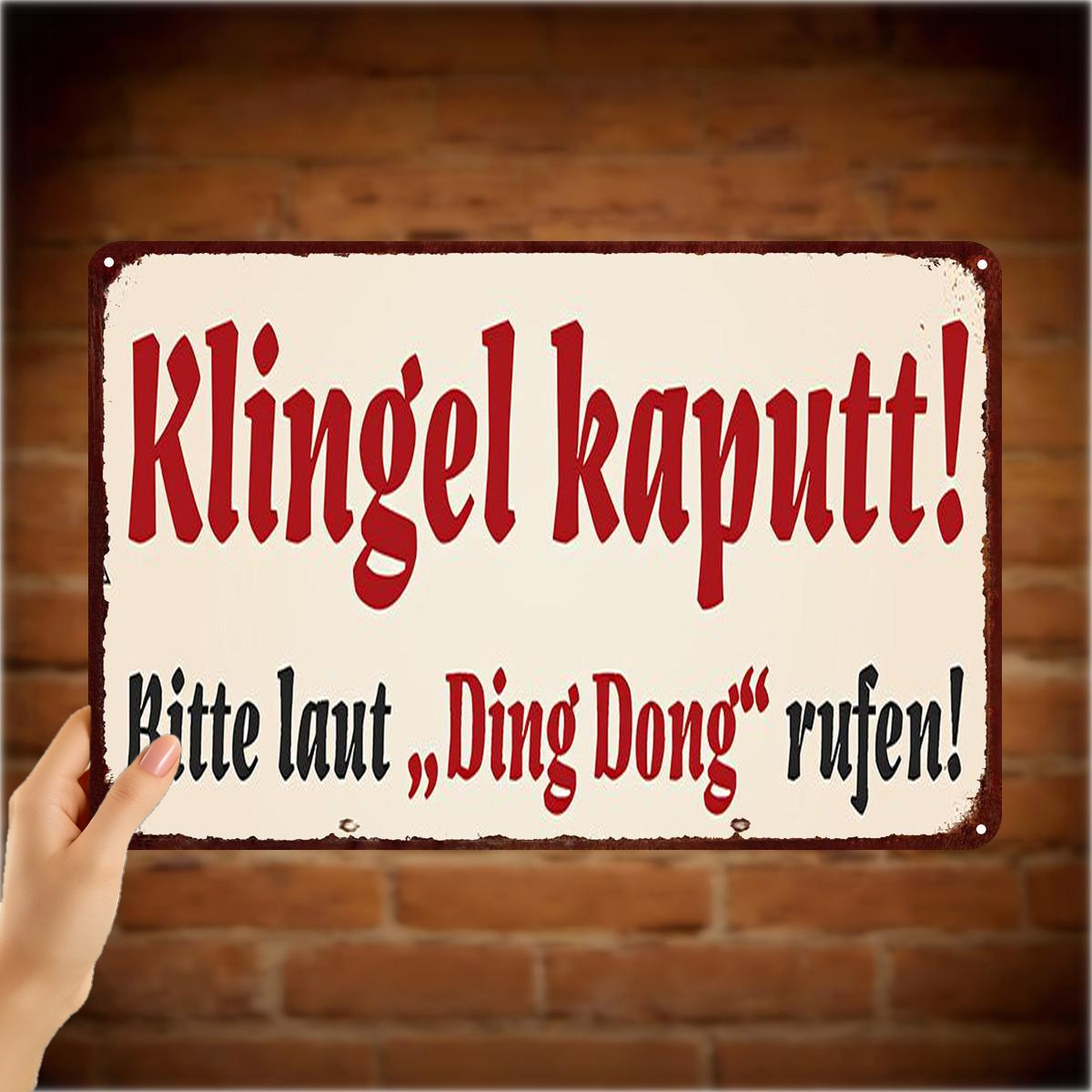 E-shop 2D Flach ., " ! Bitte schreie ' ' laut aus! - Metallschild im Vintage-Stil für Türdruckerspaß 8×12 Zoll