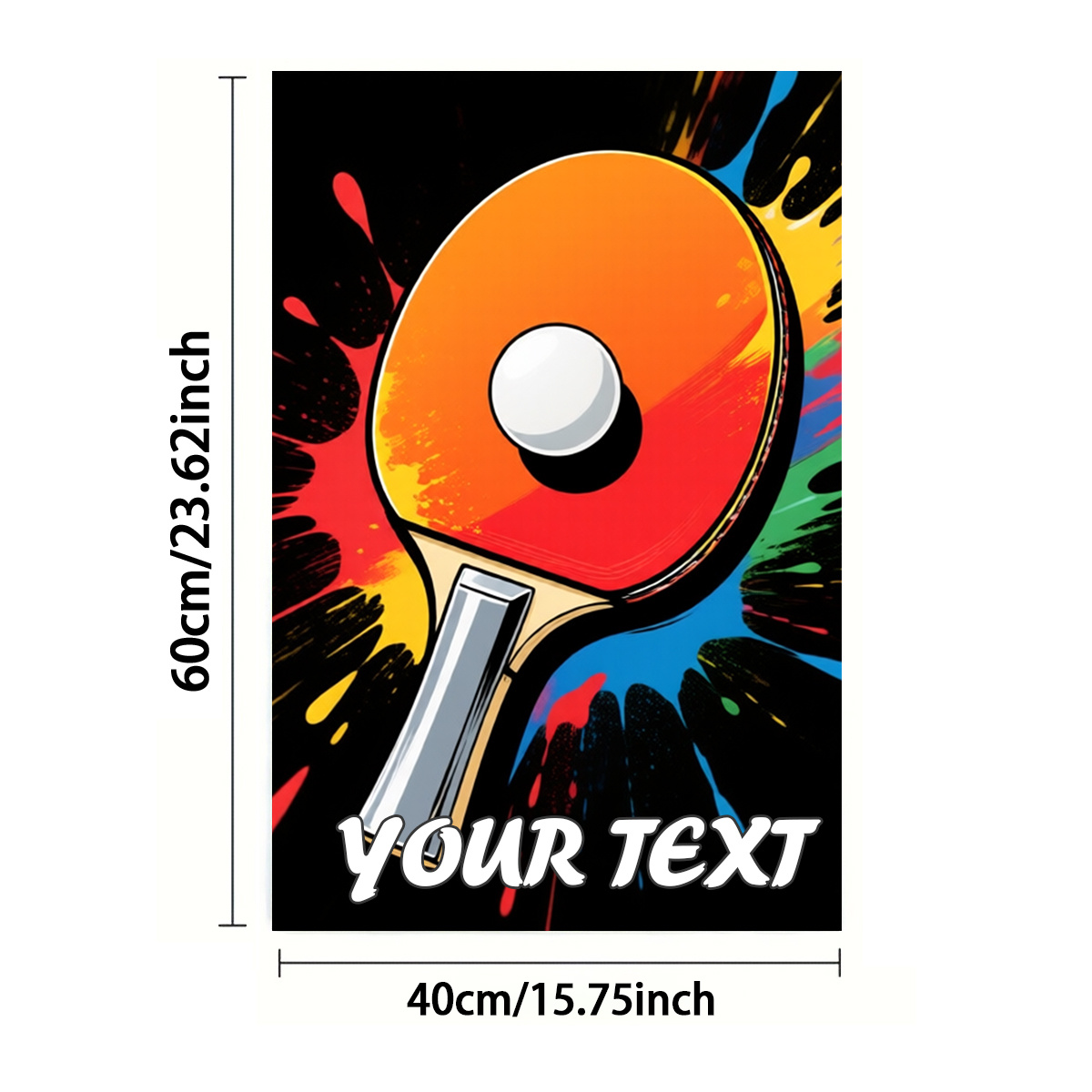 TEMU Asciugamano 2D Piatto, Testo Personalizzato 1/2pz, Stampa su un , Rettangolare 40�60cm, Motivo 2D Racchetta da Ping Pong, Personalizzazione di