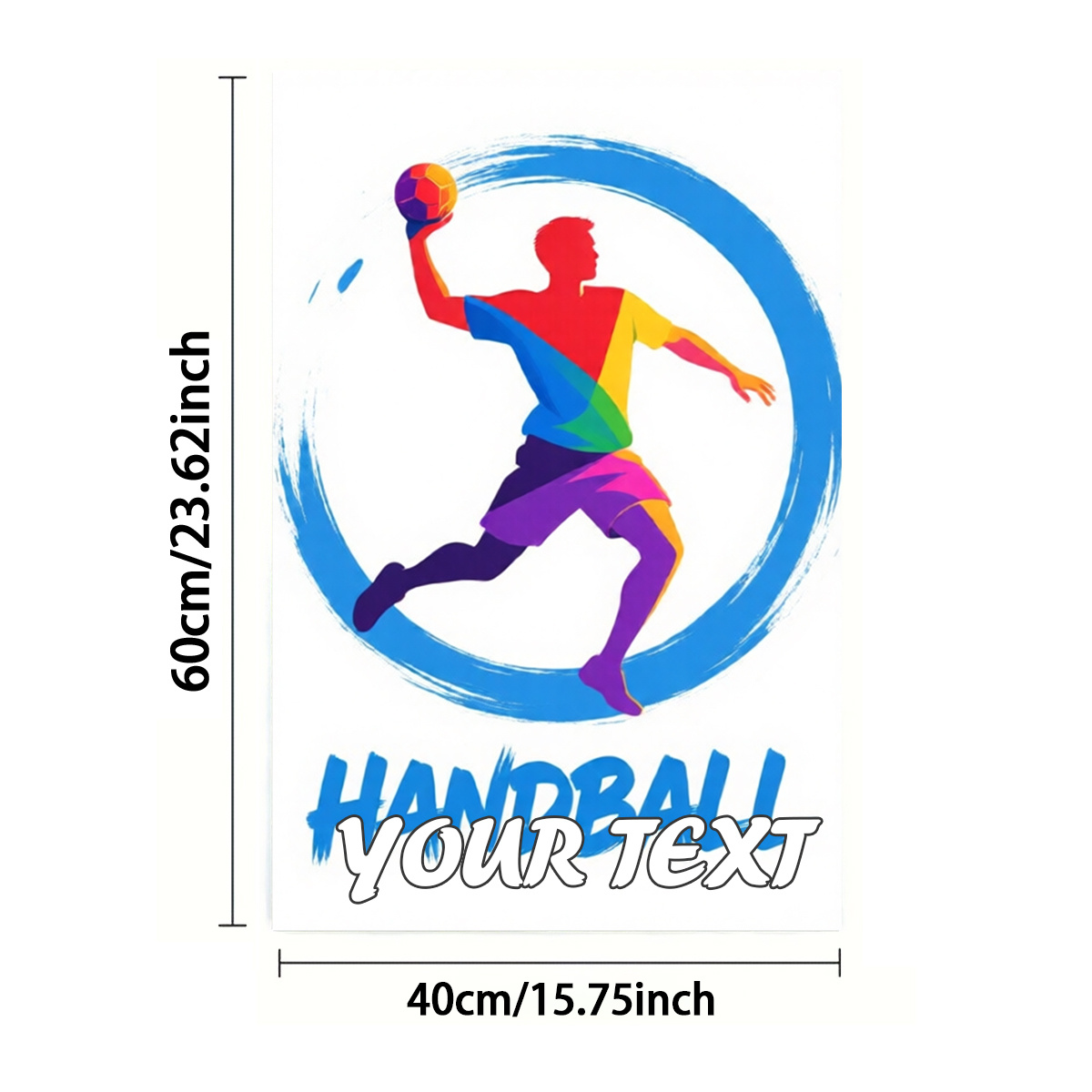 TEMU 2D-Flach, Individueller Text ., Handtuch, Einseitiger Druck, Rechteck 40x60cm, Handball-2D-Muster im Cartoon-Stil, Team-Anpassung in Großmengen,