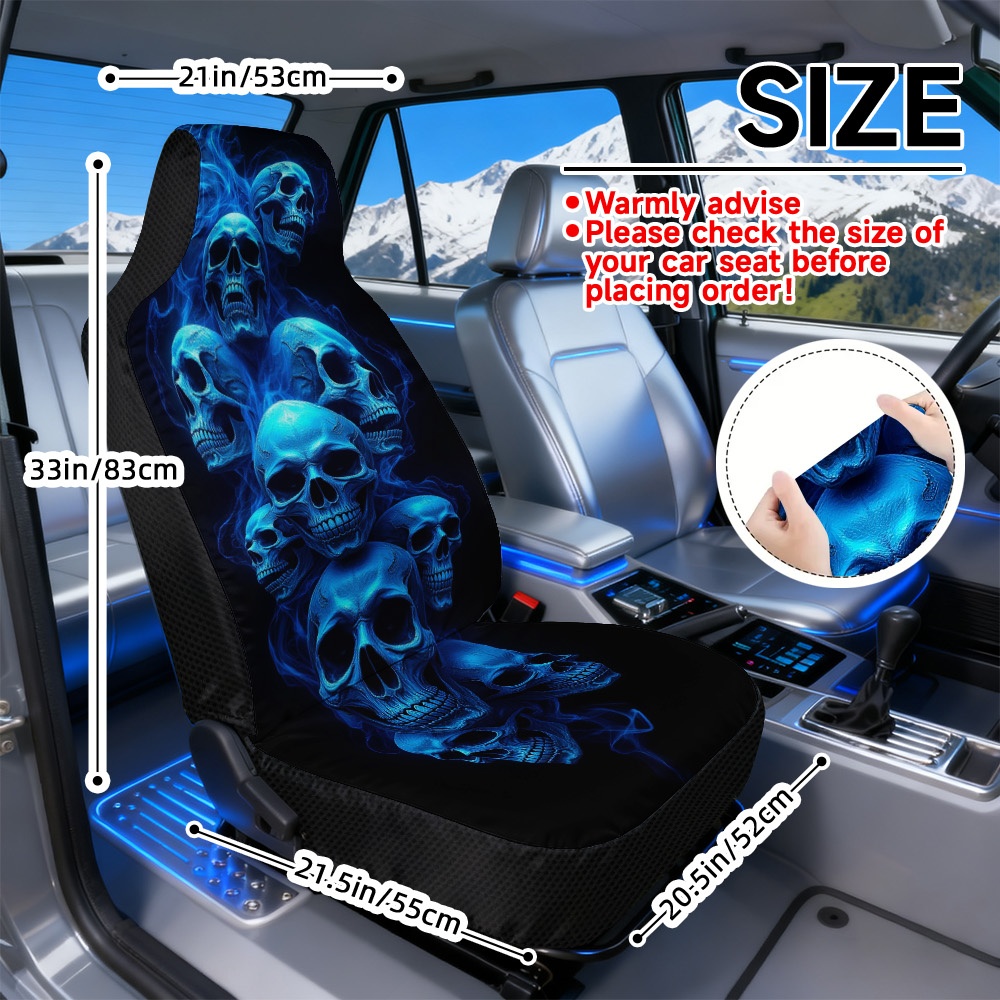 TEMU Universal 2d Flat Print Car Seat Covers, Soft And Comfortable, Machine Washable, Featuring A Blue Flame Design, , Upgrade Your Interior, 2d Flat