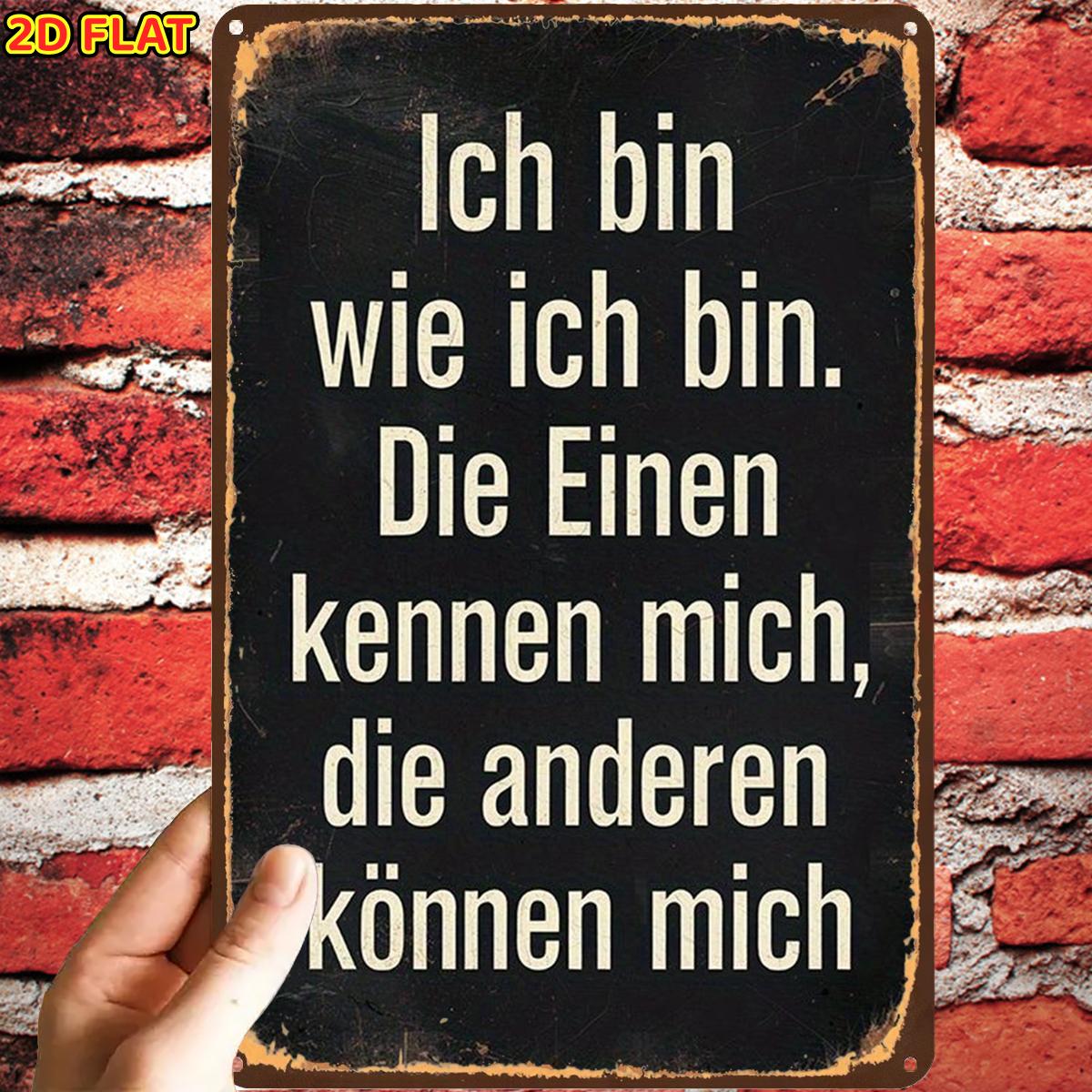 TEMU 2d Flat, 1pc, Vintagerustic German Quote Metal Signmetal Tin Sign, Pre-drilled Holes, Suitable For Indoor, Garden, Outdoor, Home, Office, Toilet Decoration