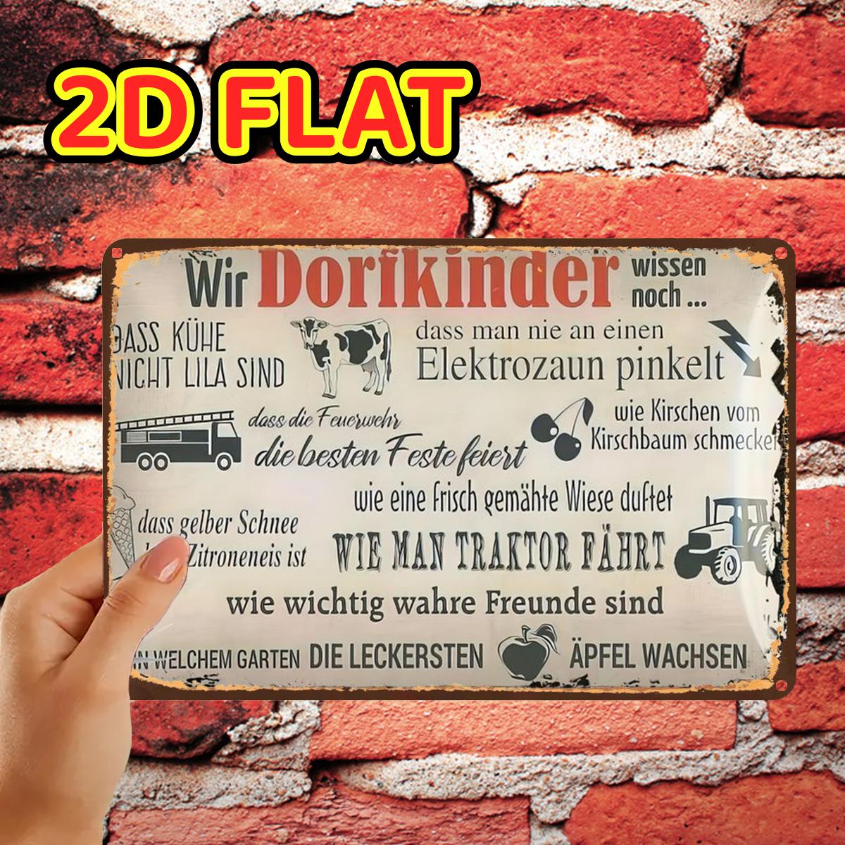 E-shop 2D-Flach, 2D-Flach, ., Vintage-rustikales Metall-Blechschild mit deutschen Dorfspruch-Schildern, vorgebohrte Löcher, geeignet für Innenbereich,