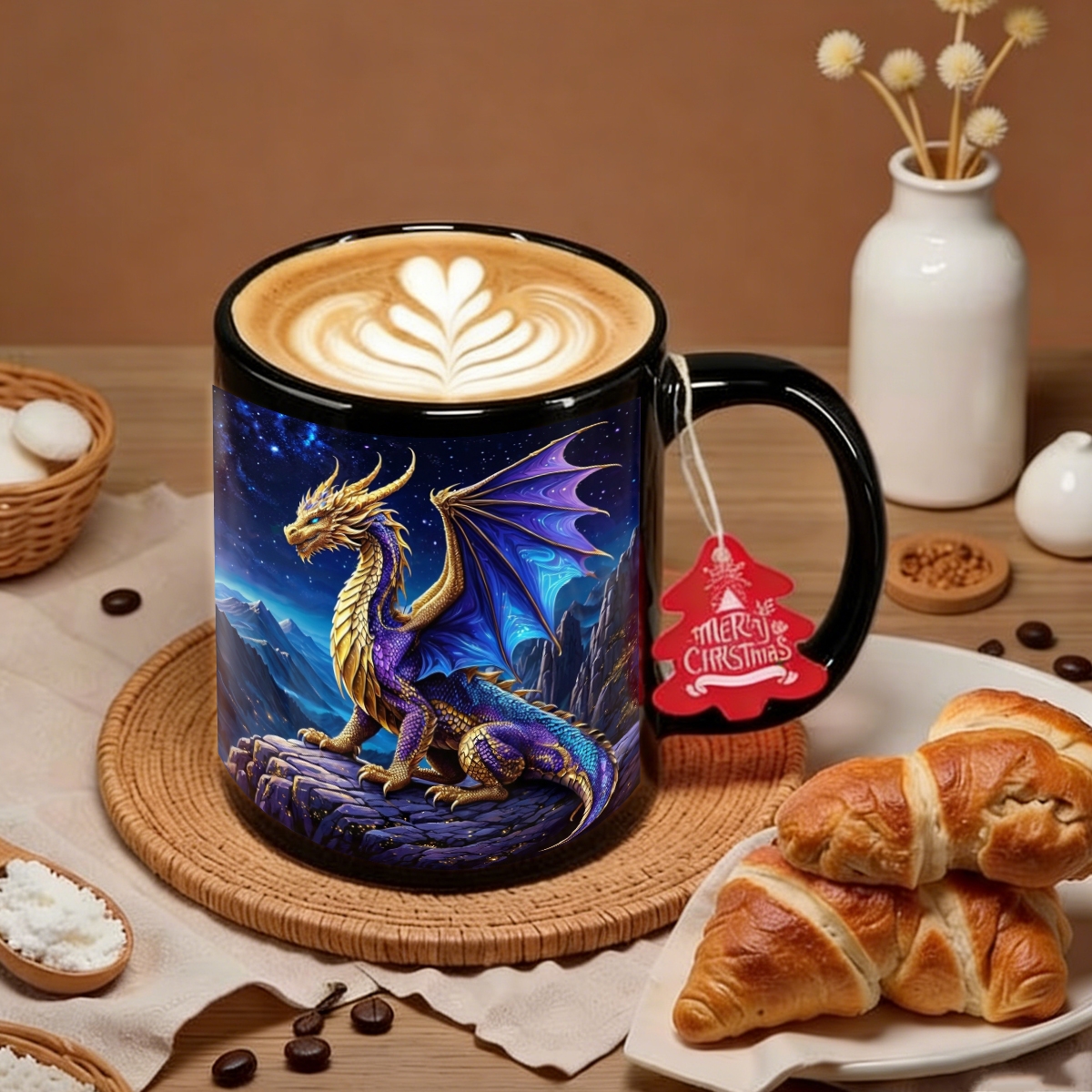A Single Piece Of A Cute And Mug Featuring A Fantasy-style Dragon, 11 Ounces, Made Of Sturdy Ceramic. Perfect For Birthday Gifts, Anniversary Presents, Suitable For Hot And Cold Drinks, Juices, Milk
