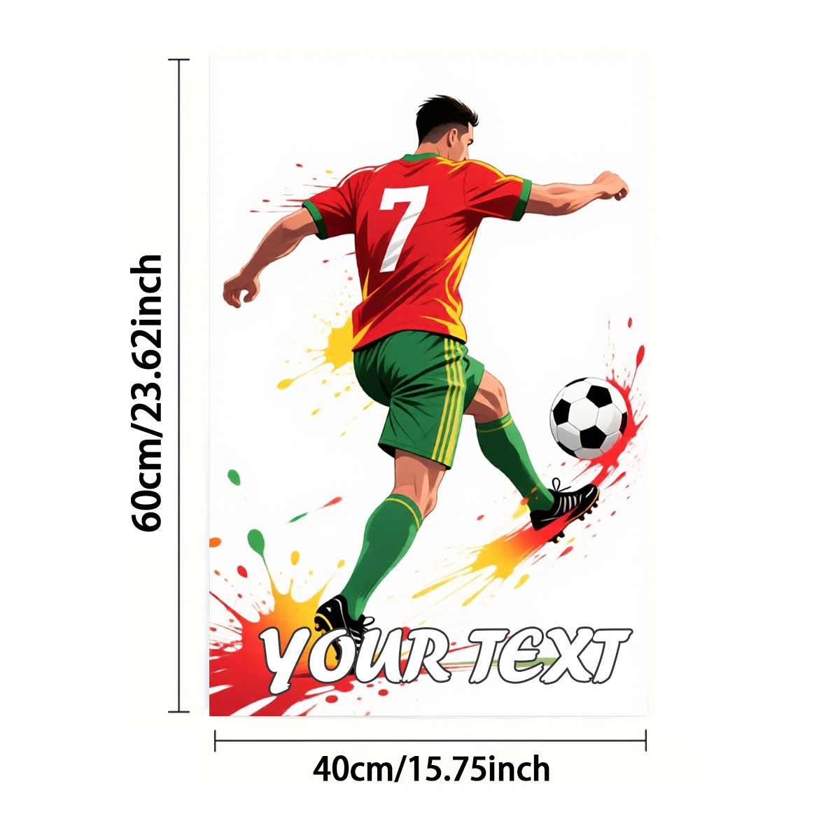TEMU 2d Flat, Custom Text 1/2pcs, Towel, Single-sided Print, Rectangle 40×60cm, 2d Cartoon-style Soccer Player Pattern, Customization, Soft,