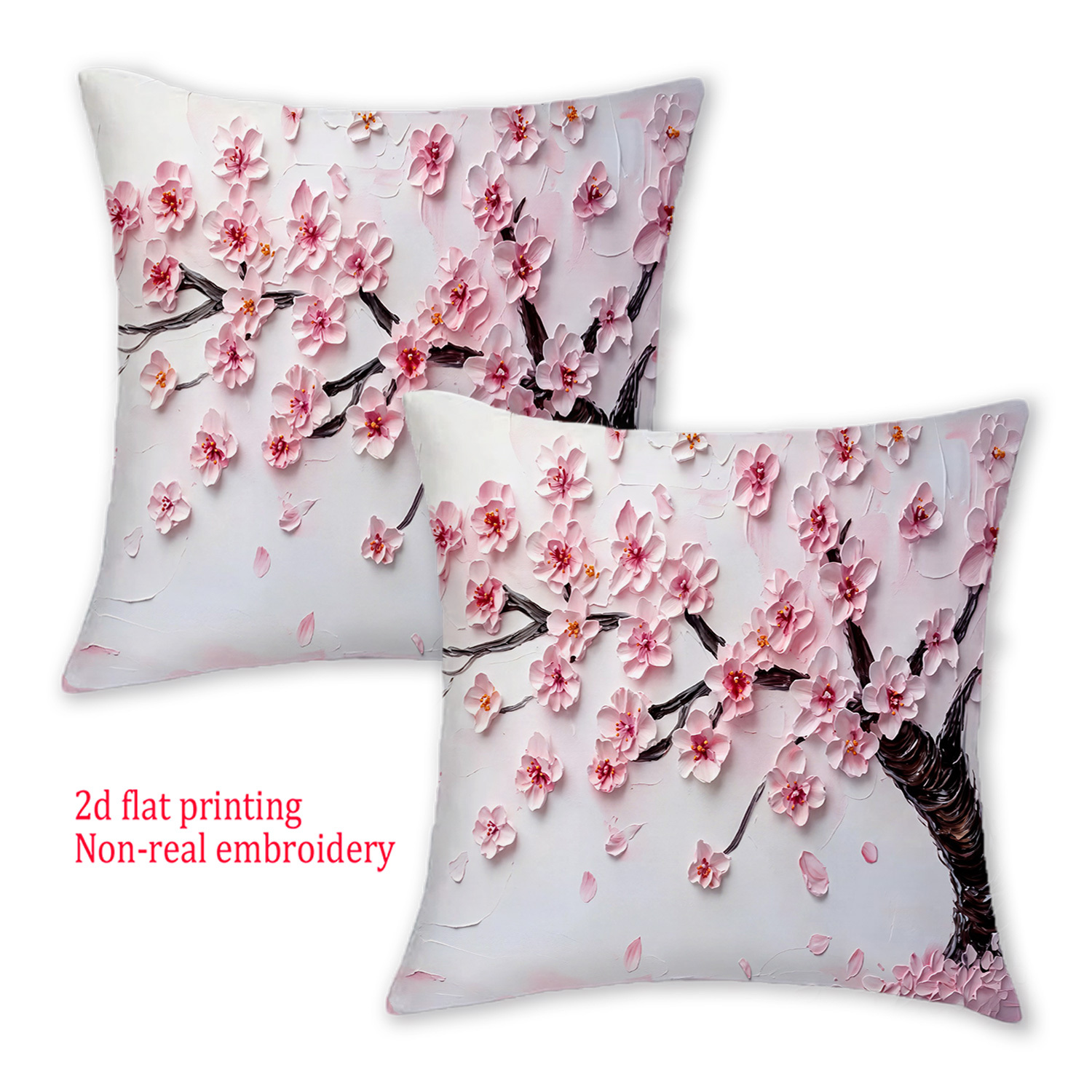 TEMU [jit]2pcs, Cherry Throw Pillow Covers, 2d Flat Print Non-real Embroidery, 18inx18in, Decorative Pillowcases, For Bedroom, Living Room, Office,