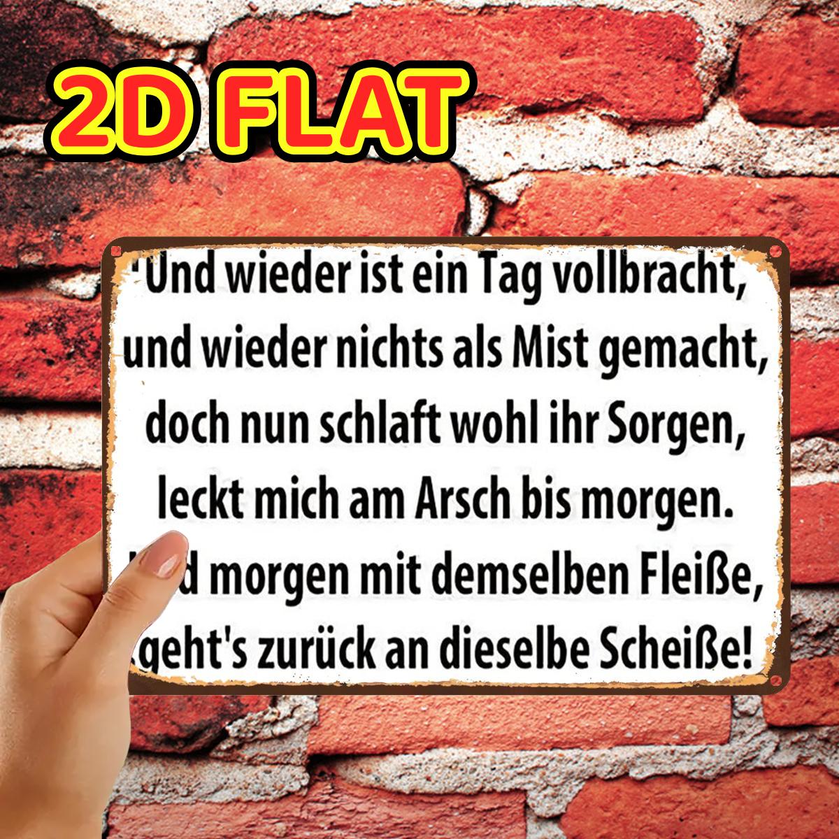 E-shop 2D Flach, 1 Stück, Vintage Rustikales Deutschlands Zitat Metallschild, Metall Blechschild, Vorgebohrte Löcher, Ideal für Innen, Garten, Außen,