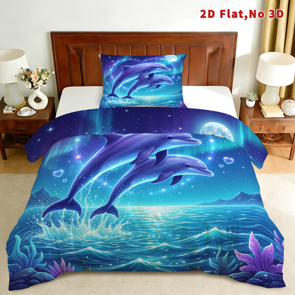 TEMU 2d Flat Fantasy 2/3pcs Duvet Cover Set Bedding Bed Cover Set Breathable And Stylish Printed Bedding 1 Quilt Cover   1/2 Pillowcases Queen King