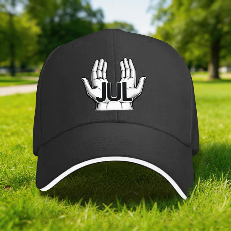 TEMU 1 casquette à sandwich ajustable avec motif d'impression JUL, style sport unisexe d'extérieur, cadeau idéal pour de diplôme, les festivals de