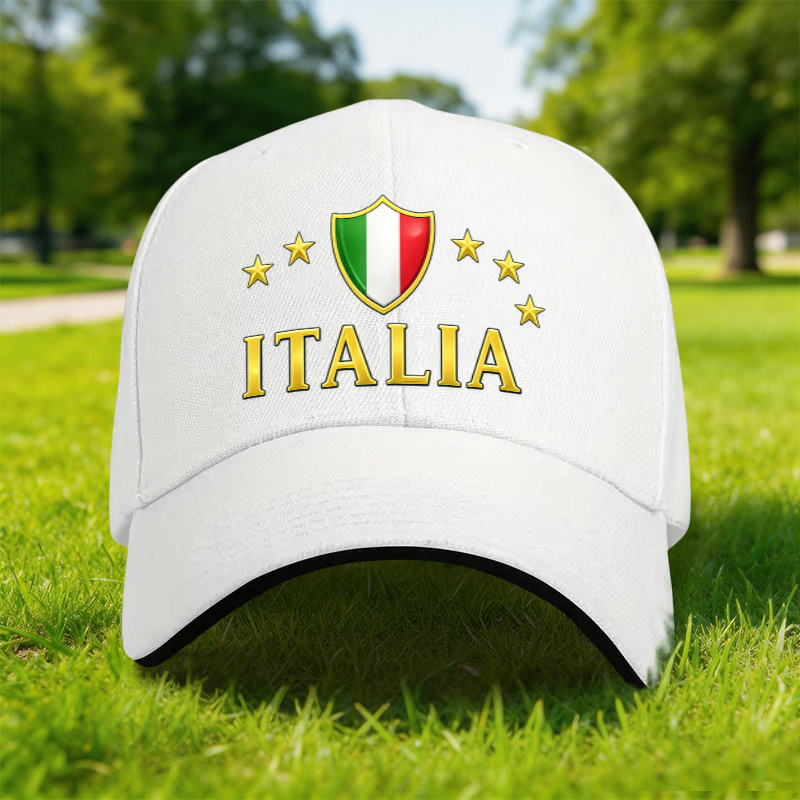 TEMU 1pc Adjustable Sandwich Cap With Italy Italian Pattern, Unisex Outdoor Sports Style, Ideal Gift For Graduation, Concerts, Class Reunions, Fans,