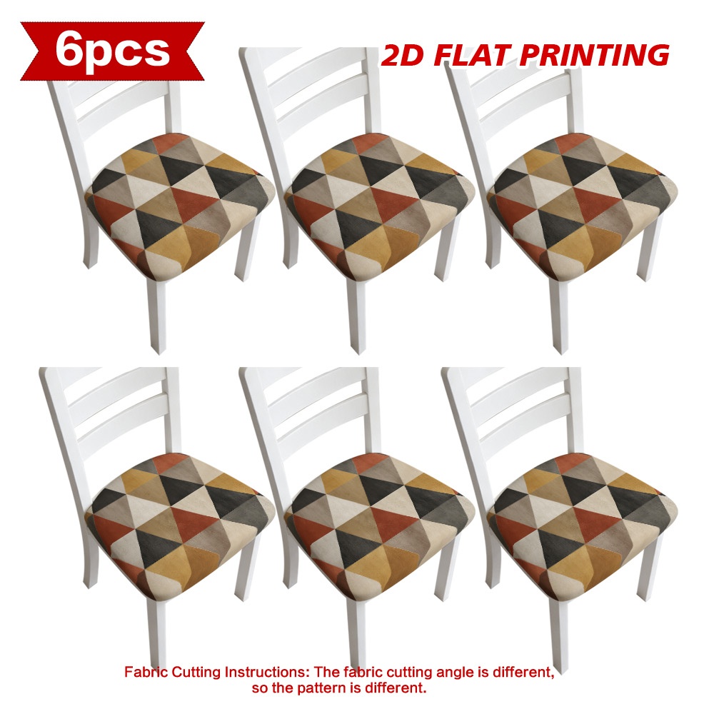 TEMU Elastic Seat Cover Set Featuring Earthy Geometric Triangle Designs For Dining Chairs, Suitable For , Perfect For Residential And Commercial Use