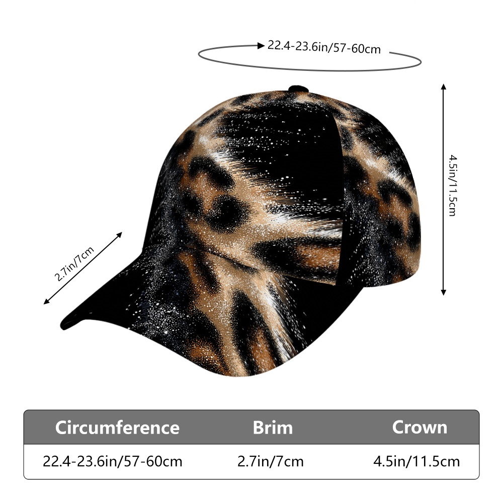 TEMU 1pc, Abstract Leopard Spark Print Sports Sun Hat â Unisex Polyester Snapback Cap, Lightweight And , Perfect For Outdoor Activities And Baseball