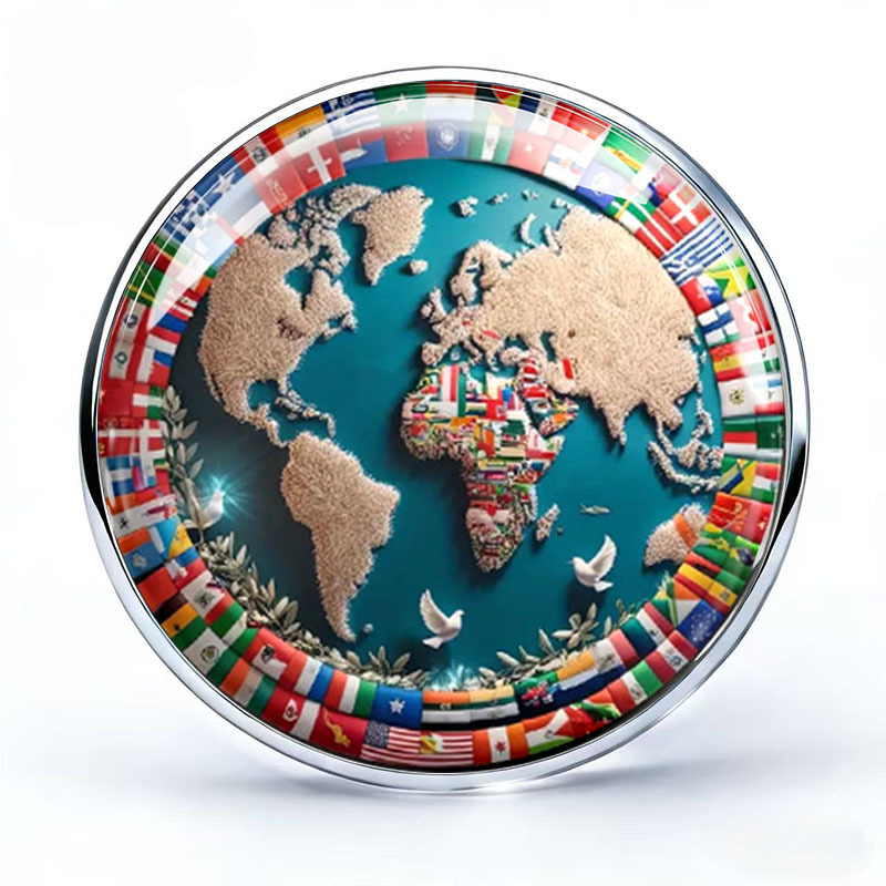 TEMU ["Broche en acier inoxydable] Carte du monde 2DFLAT avec drapeaux Broche en acier inoxydable Style paix vintage Broche ronde Style ethnique