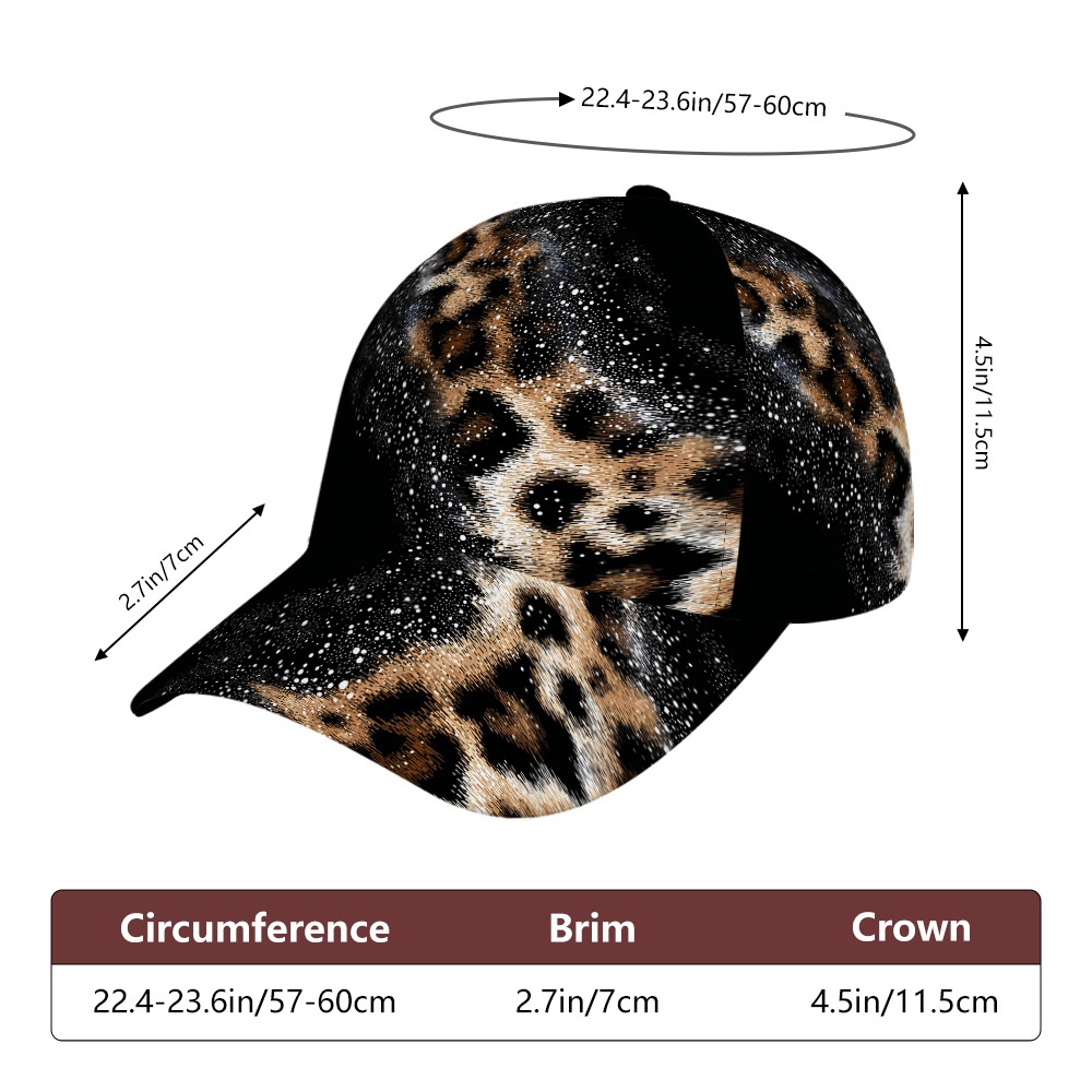 TEMU 1pc, Baseball Cap â Stylish New Year Leopard Stardust Print, Hard Top, Hip-hop , Sun Hat For European And Lovers