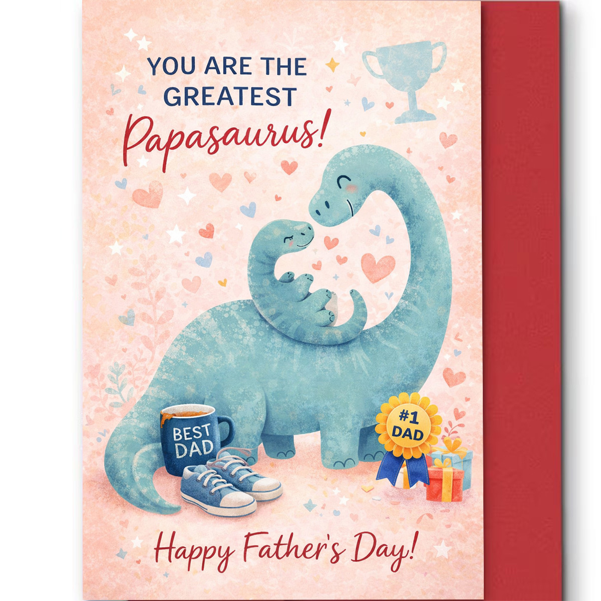 TEMU 1pc Adorable Father's Day Greeting Card, For Dad And Baby With Hearts And Gifts "you Are Happy Father's Day", Suitable For Dad, Father's Day,