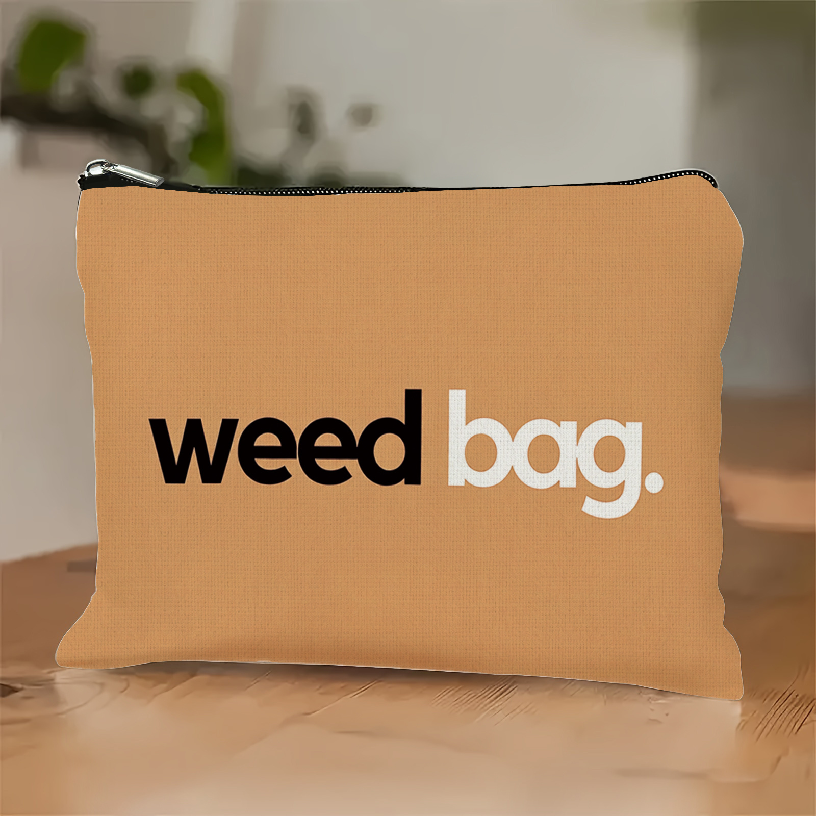 TEMU 1pc Easy Letter "weed Bag" Slogan Makeup Bag, Personalized Makeup Bag, Multi-scene Application, Wear-resistant And Tear-resistant, Travel