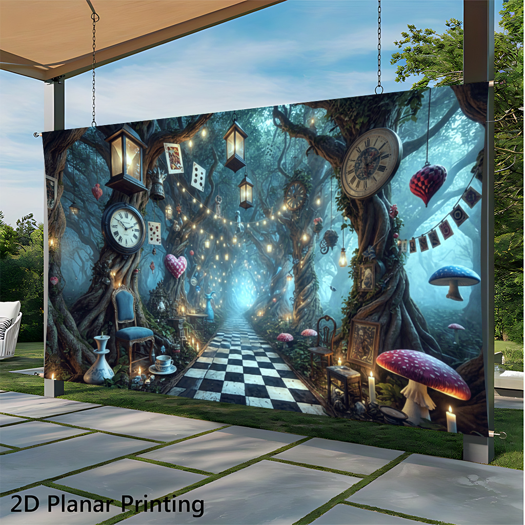 TEMU 2d Flat, 1pc Mystical Wonderland Forest Backdrop Suitable For Parties, Weddings, Birthdays - Forest Theme With & Magical Atmosphere, Decoration