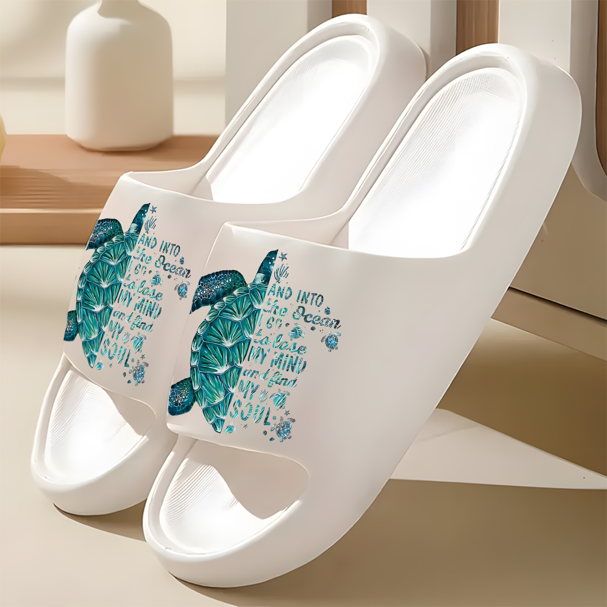 TEMU 1 Pair Of Unisex Slippers, New Style Slippers, Sea Turtle And The Language Of ', Indoor/outdoor Slippers, Holiday Gift Slippers, Women's House