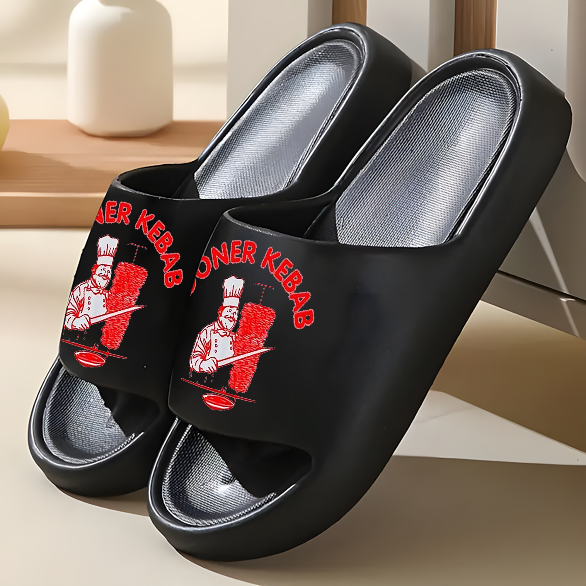 TEMU 1 Pair Of Unisex Slippers, New Style Slippers, And Rotating Bbq, Indoor/outdoor Slippers, Holiday Gift Slippers, Women's House Shoes, Room