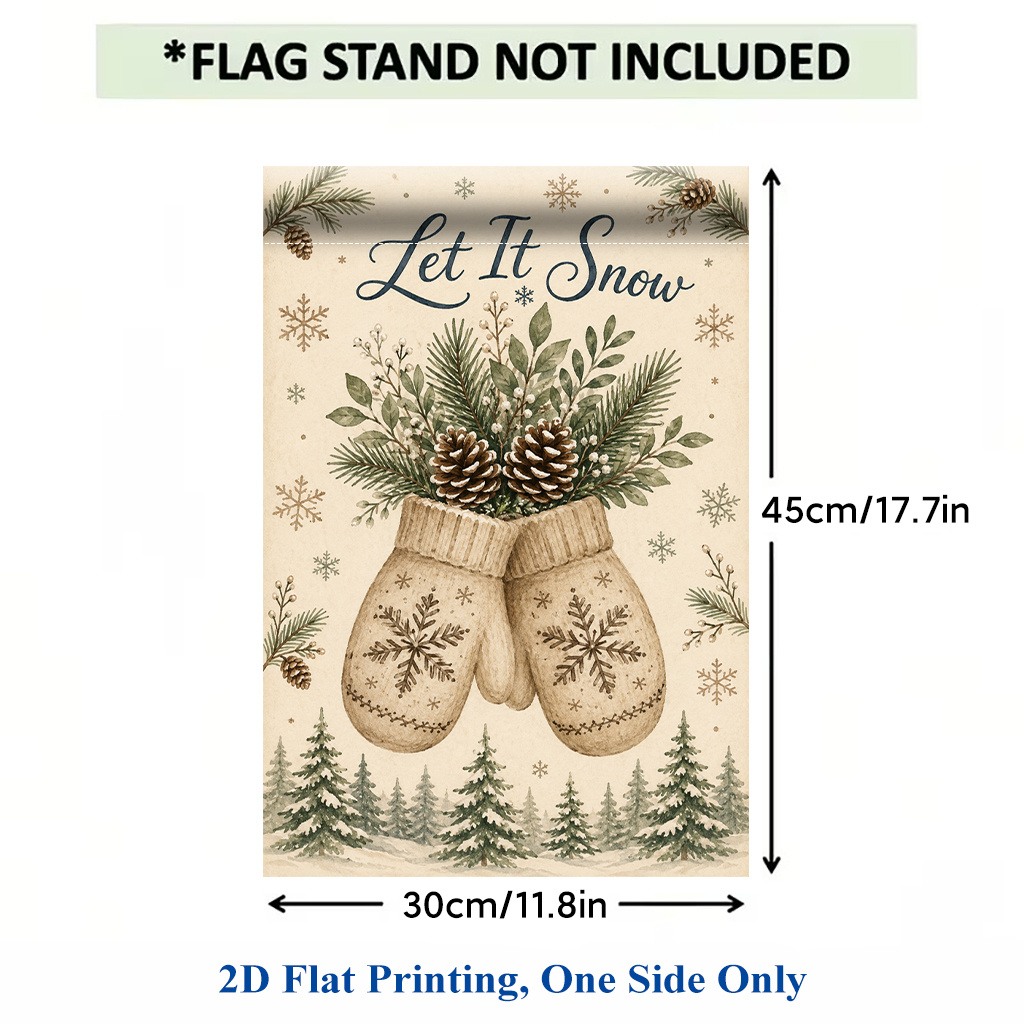 TEMU 2d Flat - 2d Flat Printing Garden Flag 1pc, Snow Polyester Garden Flag, Single-sided Printing, Outdoor Holiday Decor For Home And Yard, 11.8 X