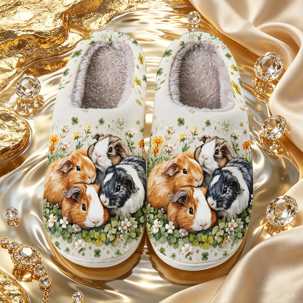 TEMU Guinea Pigs Flowers And Plants, With A Full-print Floral Pattern, Feature A Women's Fashion- For Home Slippers. Elegant And Simple, Unisex