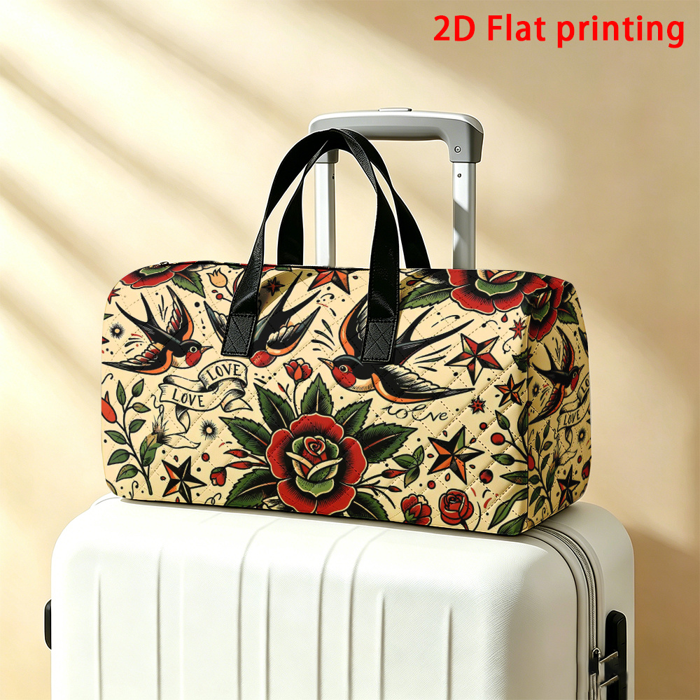 TEMU 1 ud., Bolso de viaje para tatuajes vintage, y duradero, con cremalleras suaves y cómodas. Versátil y unisex, ideal para , el gimnasio, viajes,