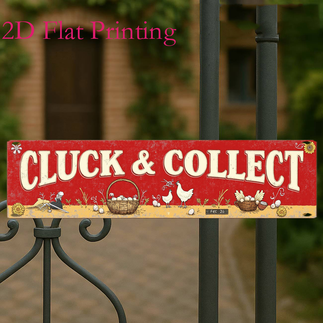TEMU 2d Flat - 4x16 Inch Vintage Metal Aluminium Sign, And Collect Chicken Egg Funny Quote Sign Rustic Farmhouse Wall Art Decor For Kitchen Coop