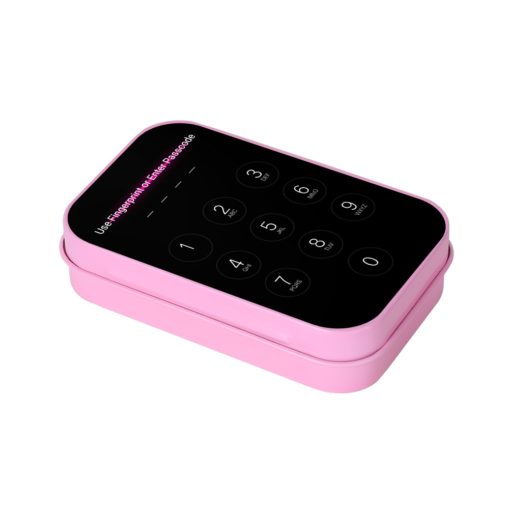 TEMU 1pc Pink Metal Tin Box, Mini Lidded Storage Bins With Phone Screen - Style Pattern, Small Storage Container, Portable Organizer For Bedroom,