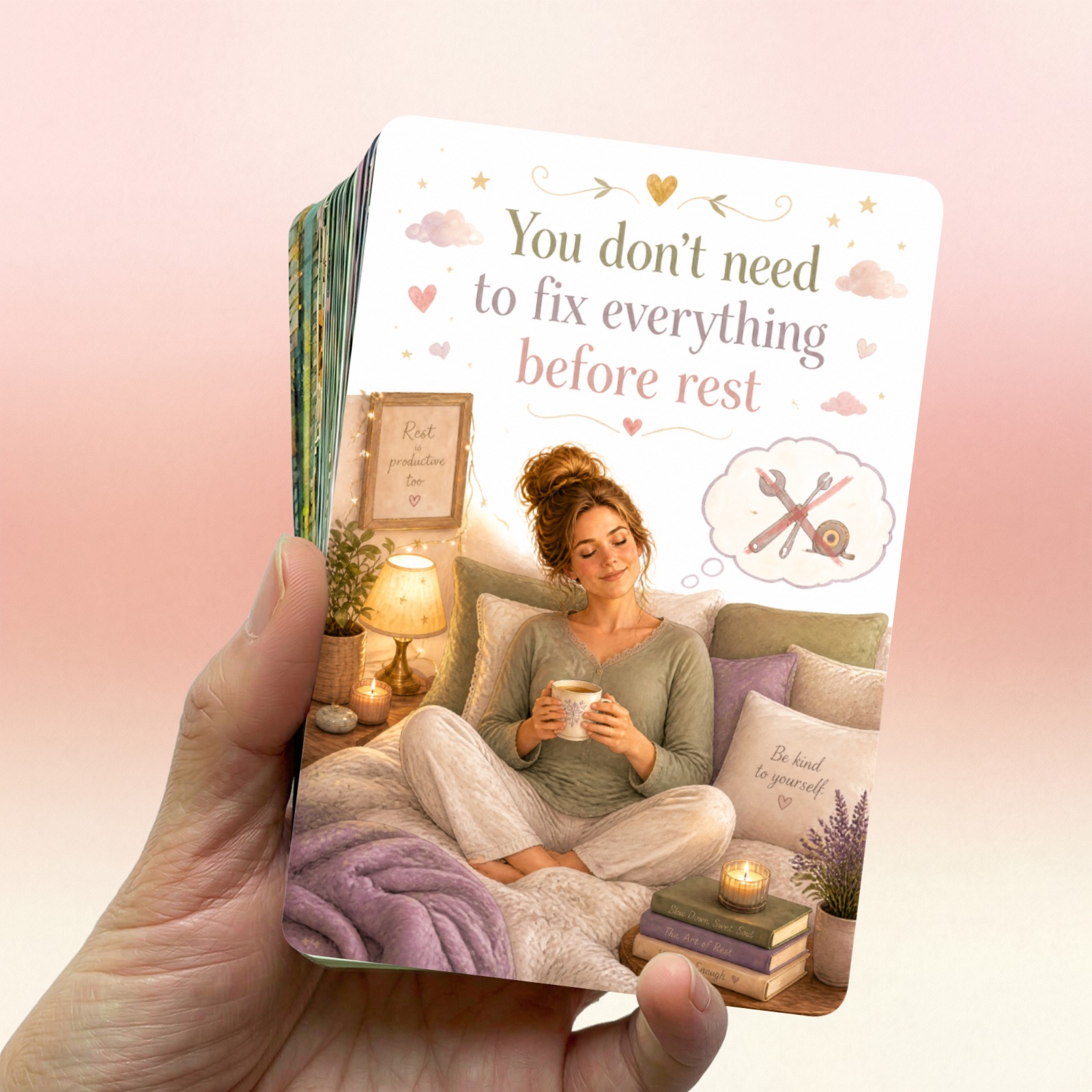 TEMU 18pcs Self Care Reminder Cards Suitable For & - Mental Cards With Daily Affirmations, Self- Tips For ,, Prioritizing ,, -