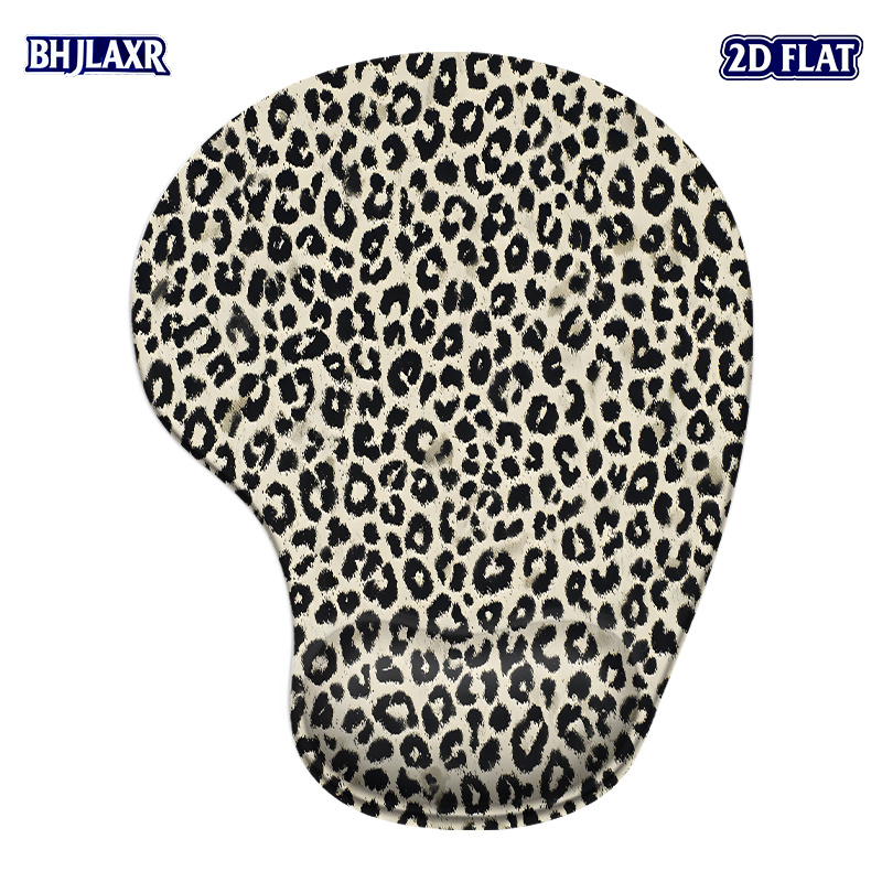 TEMU 1pc 2d Flat Leopard Print Silicone Wrist Rest Mouse Pad 8.98*7.56in - Ergonomic Support For Office Home Computer, Natural Spotted Pattern, Ideal