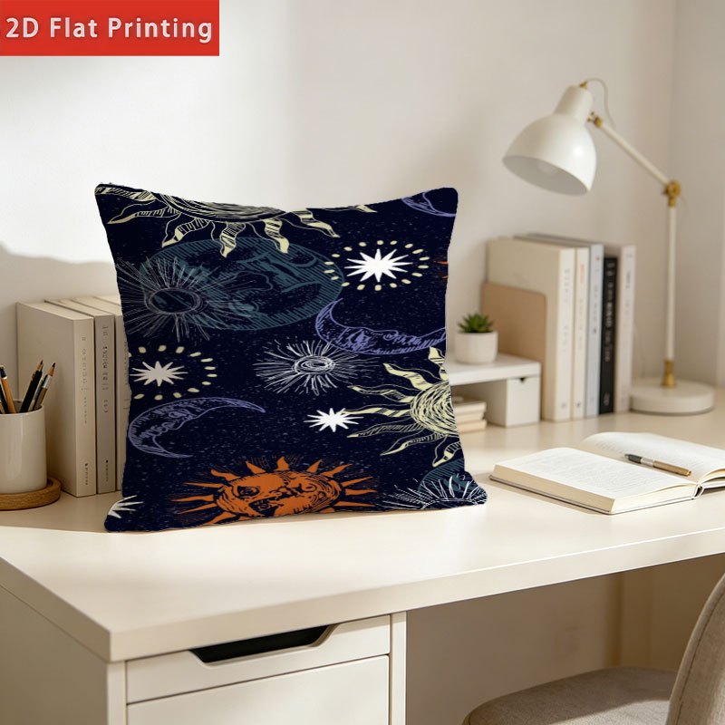 1pc   night sky printed pillowcase double sided 2d printed cushion cover insert not included 170gsm polyester fabric soft comfortable durable and non deformable zipper closure for   suitable for sofa bedroom office