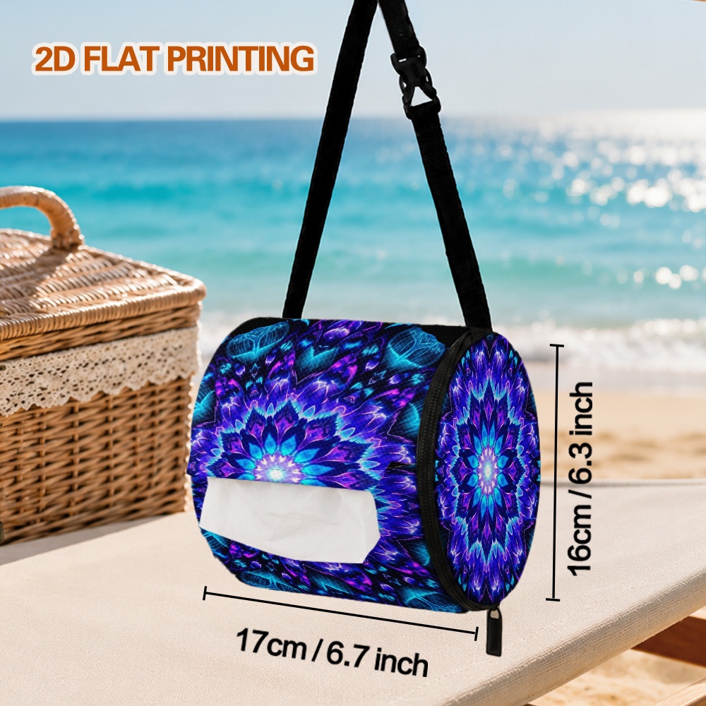 TEMU 1pc Foldable Toilet Paper Holder With Zipper Closure & Vibrant Floral Print - Portable Pet/ Tissue Dispenser Suitable For Camping, Kitchen,